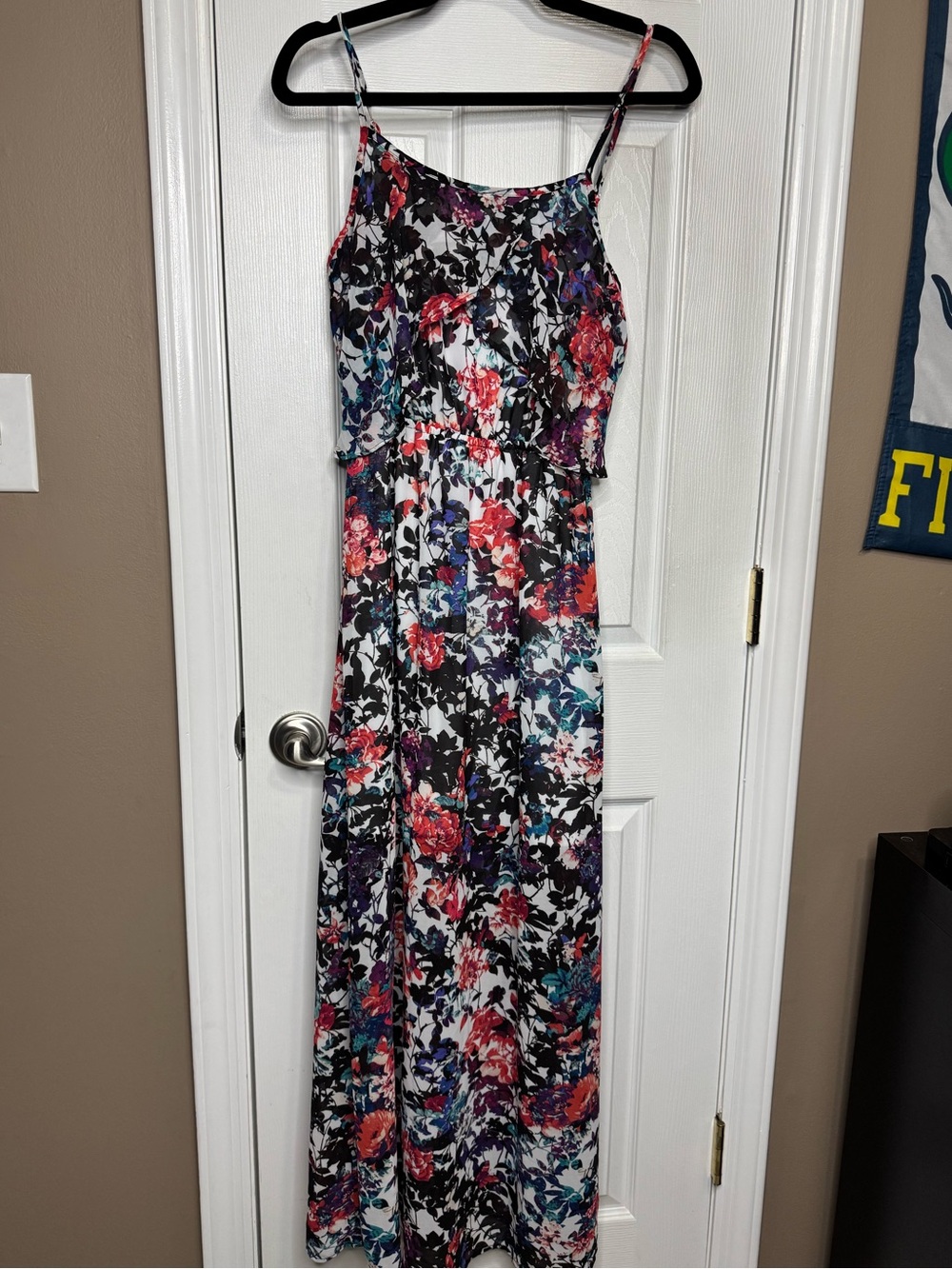 Xhilaration Multicolor Floral Maxi Dress in Black, Teal, Purple, Red